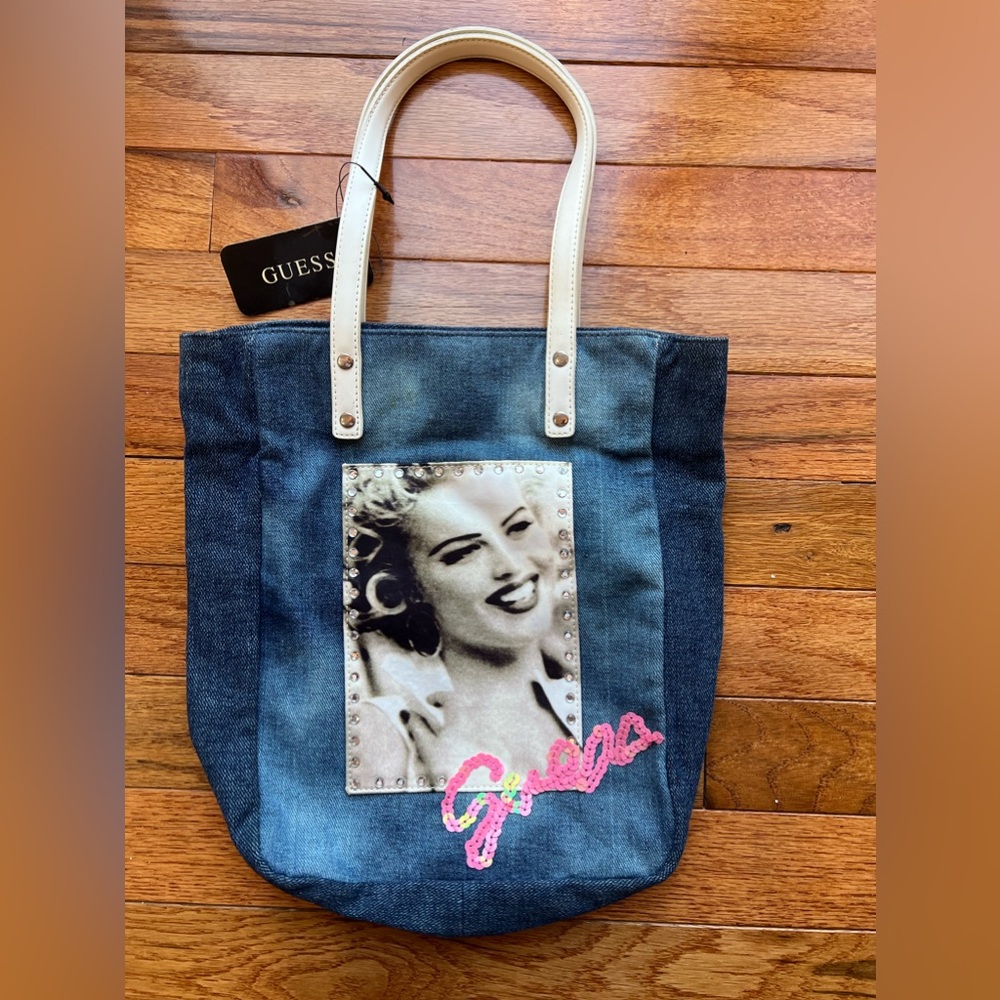 Guess Denim Tote with Sequin Detail